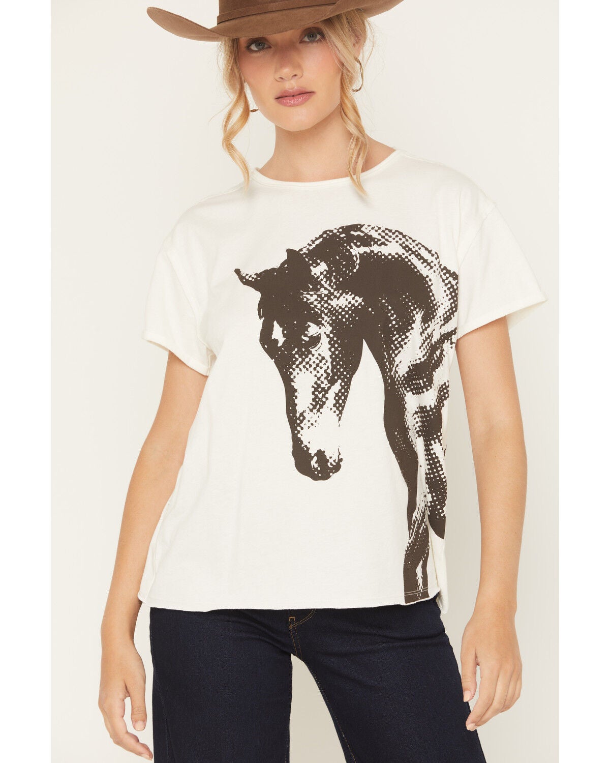 Image #3 - Shyanne Women's Horse Pixel Short Sleeve Graphic Tee, Cream, hi-res