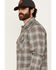 Image #2 - Wrangler Men's FR Plaid Print Long Sleeve Snap Work Shirt, Grey, hi-res