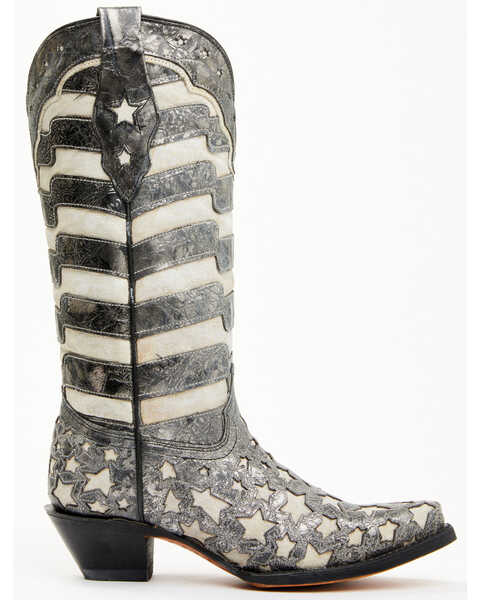 Image #3 - Corral Women's Stars and Stripes Blacklight Western Boots - Snip Toe, Black, hi-res