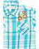 Image #2 - Shyanne Toddler Girls' Embroidered Plaid Print Short Sleeve Western Pearl Snap Shirt, Turquoise, hi-res