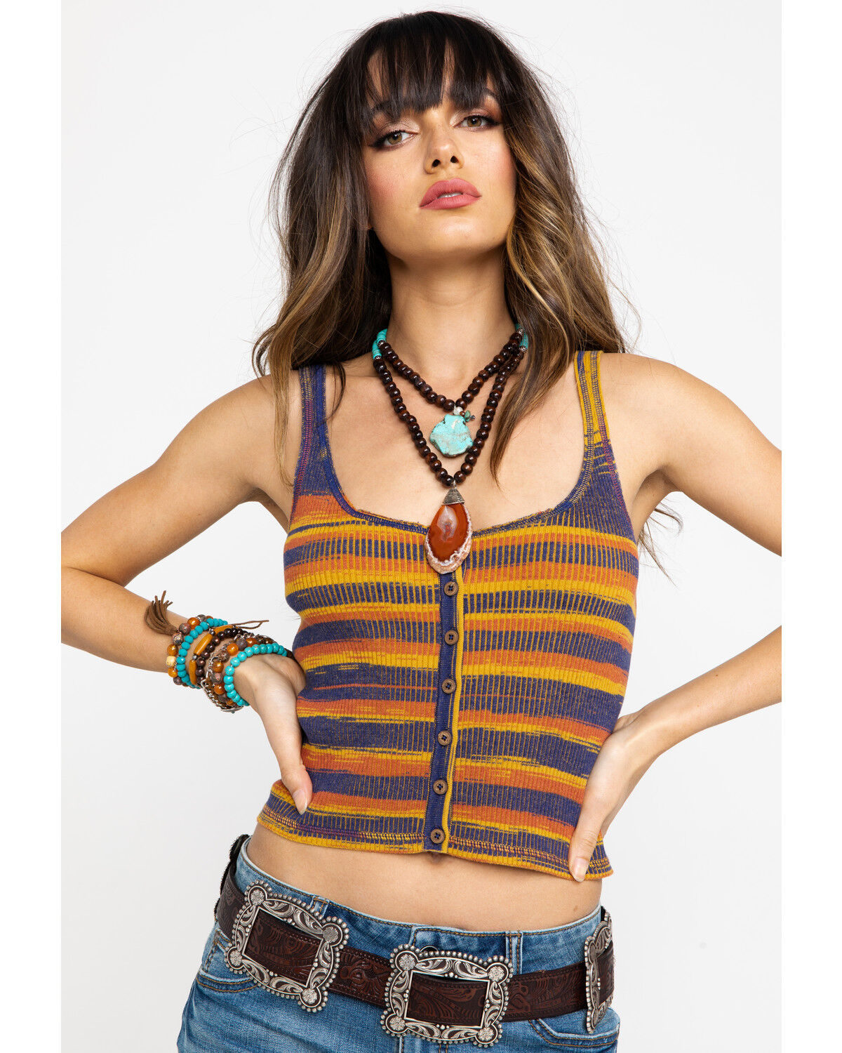 Multi-Color Cropped Sweater Tank Top