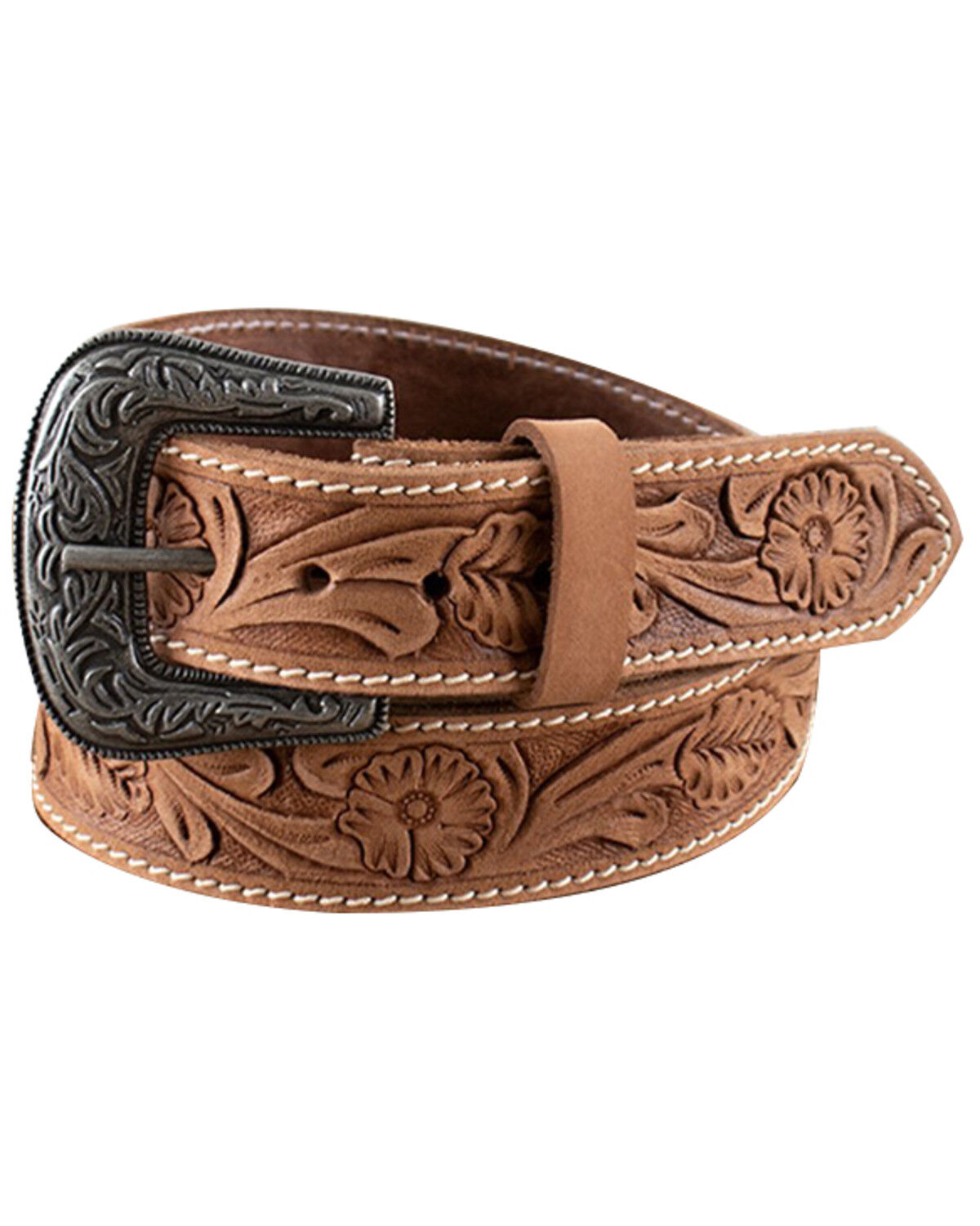 Image #1 - Roper Girls' Oak Leaf Hand Tooled Belt, Brown, hi-res