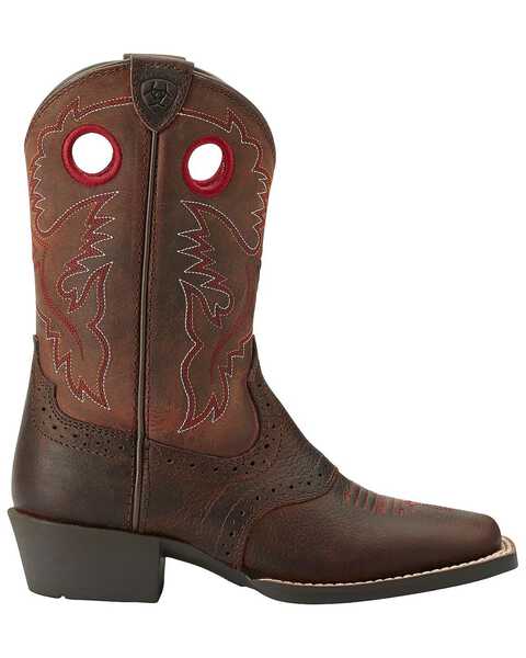 Image #2 - Ariat Boys' Rough Stock Western Boots - Square Toe, Brown, hi-res
