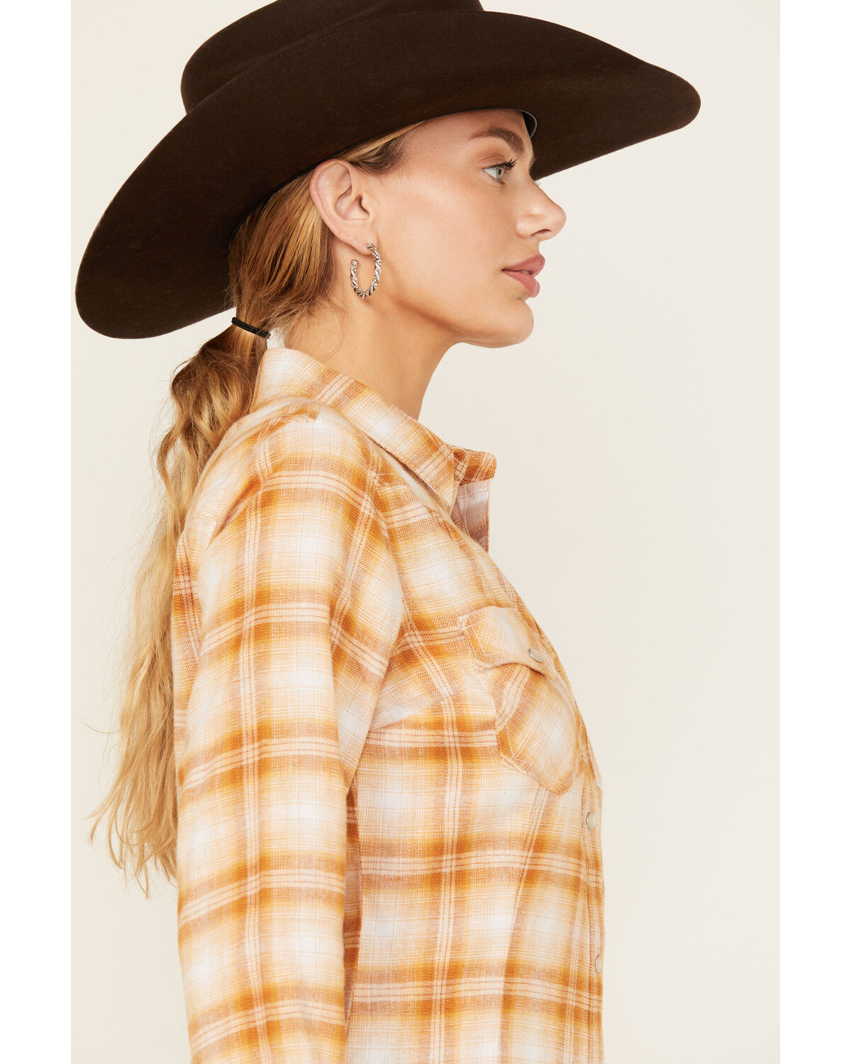 Image #2 - Wrangler Retro Women's Plaid Print Long Sleeve Pearl Snap Flannel Shirt, Yellow, hi-res