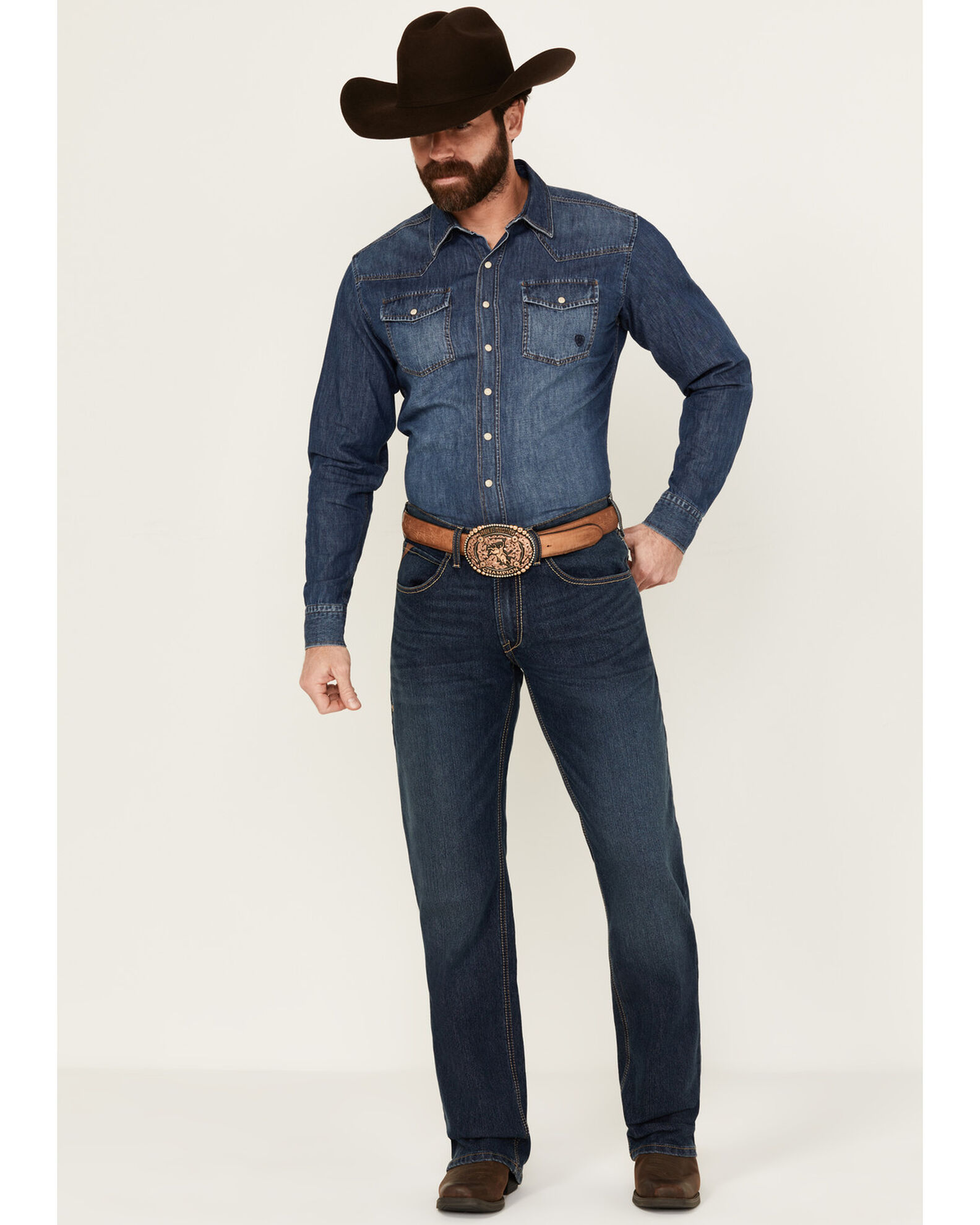 Ariat Men s M4 Colman Porter Dark Wash Relaxed Bootcut Stretch Denim Jeans Big Country Outfitter