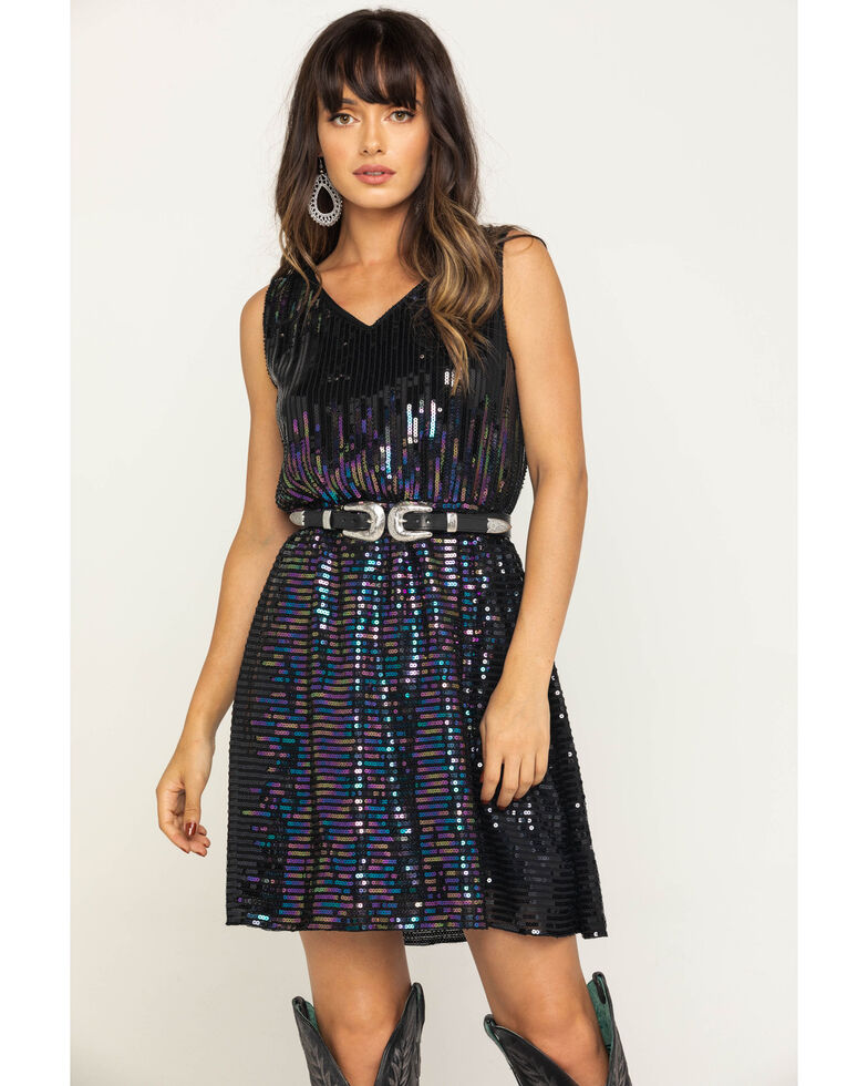 Molly Bracken Women S Black Sequin Fit Flare Dress Country