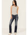 Image #3 - Grace in LA Women's Medium Wash Low Rise Floral Embroidered Pocket Stretch Bootcut Jeans, , hi-res