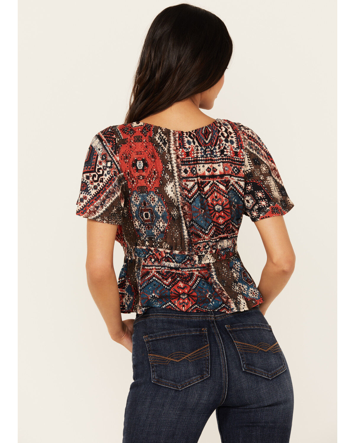 Image #4 - Idyllwind Women's Stirrup Print Short Sleeve Cropped Shirt, Black, hi-res