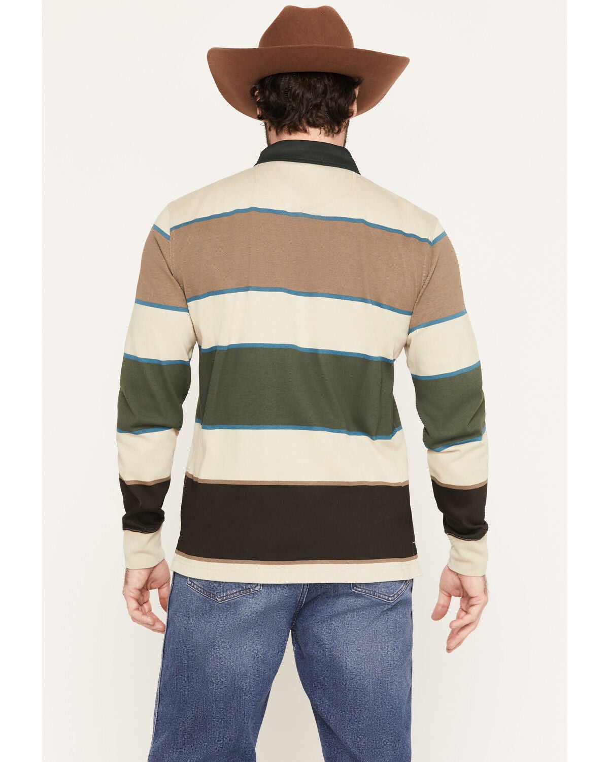 Image #4 - Kimes Ranch Men's York Striped Long Sleeve Polo Shirt, Green, hi-res