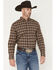 Image #1 - Cody James Men's Whiskey Ranch Plaid Print Long Sleeve Button-Down Stretch Western Shirt, Brown, hi-res