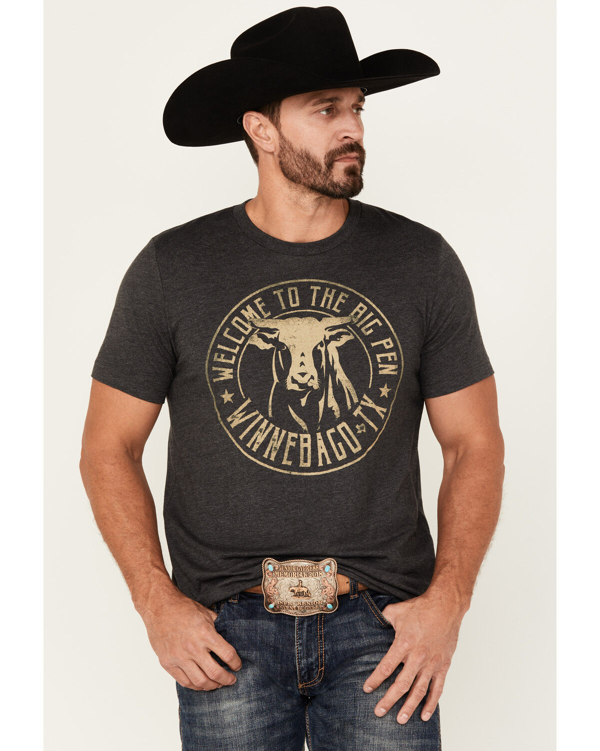 Image #1 - Rodeo Time Men's Welcome To The Big Pen Short Sleeve Graphic T-Shirt, Black, hi-res