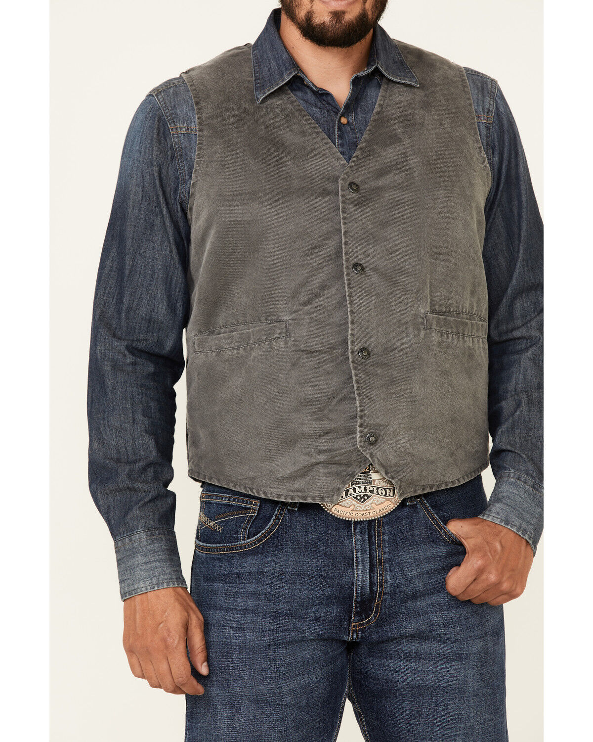 Image #3 - Outback Trading Co. Men's Sebastian Snap-Front Vest, Charcoal, hi-res