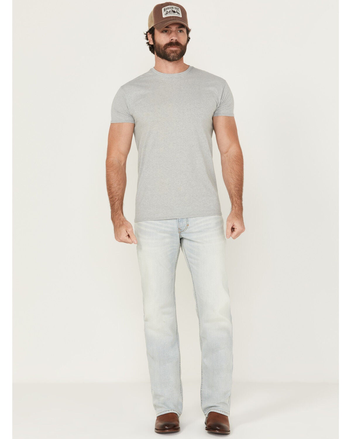 Moonshine Spirit&reg; Men's Savage Wash Hutch Slim Bootcut Stretch Denim Jeans, Light Wash, hi-res