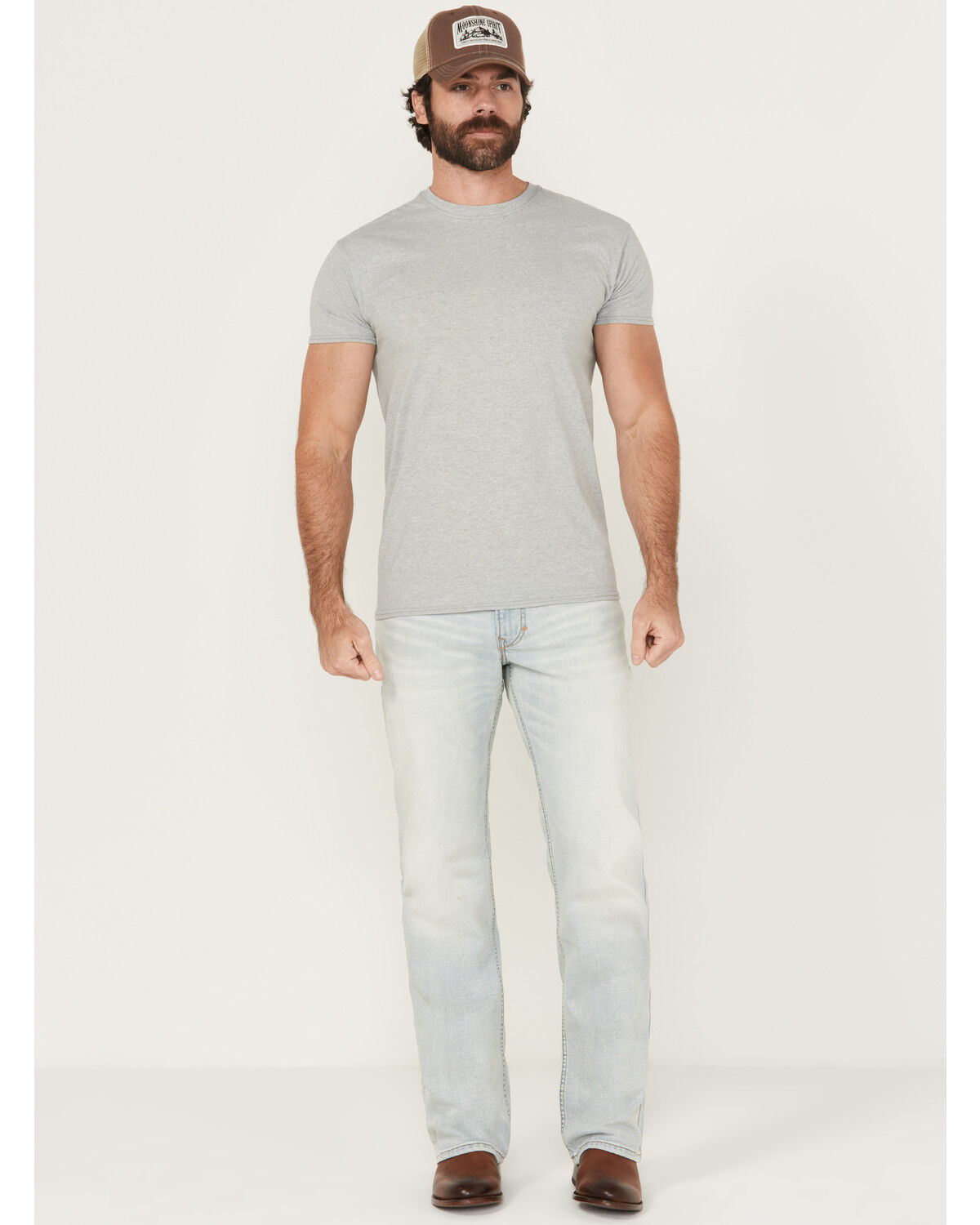 Image #1 - Moonshine Spirit Men's Hutch Slim Bootcut Stretch Denim Jeans, Light Wash, hi-res