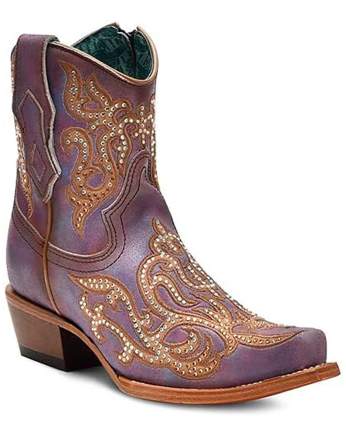 Image #1 - Corral Women's Embellished Western Booties - Snip Toe, Violet, hi-res