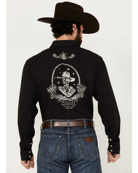 Image #4 - Ariat Men's Sendero Skull Embroidered Long Sleeve Snap Western Shirt , Black, hi-res