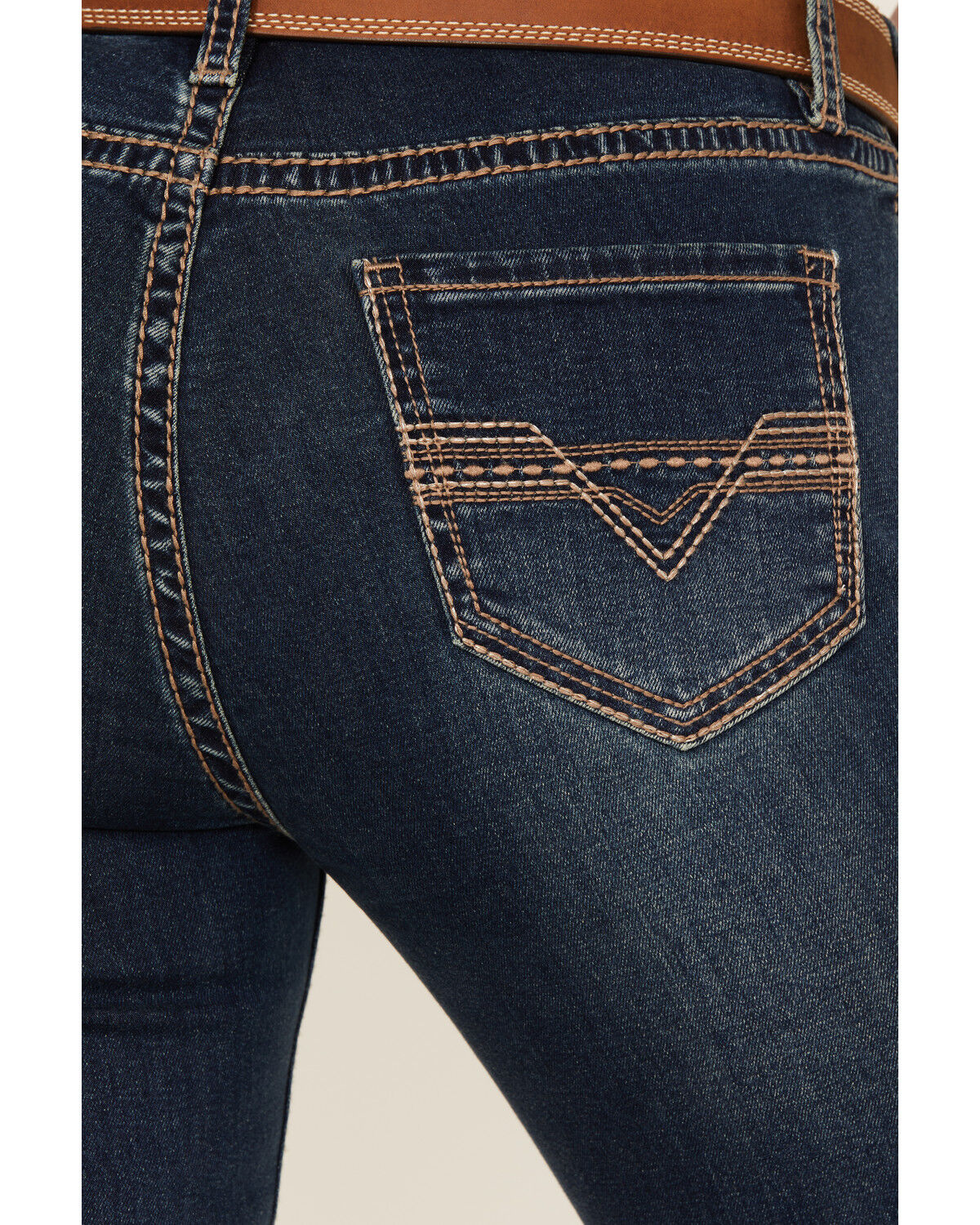 Image #4 - Panhandle Women's Dark Wash Mid Rise Bootcut Stretch Riding Jeans, Dark Wash, hi-res