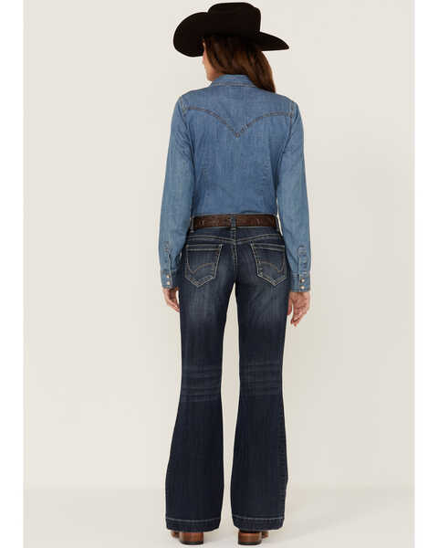 Image #3 - Stetson Women's 214 Trouser Flare Jeans , Blue, hi-res