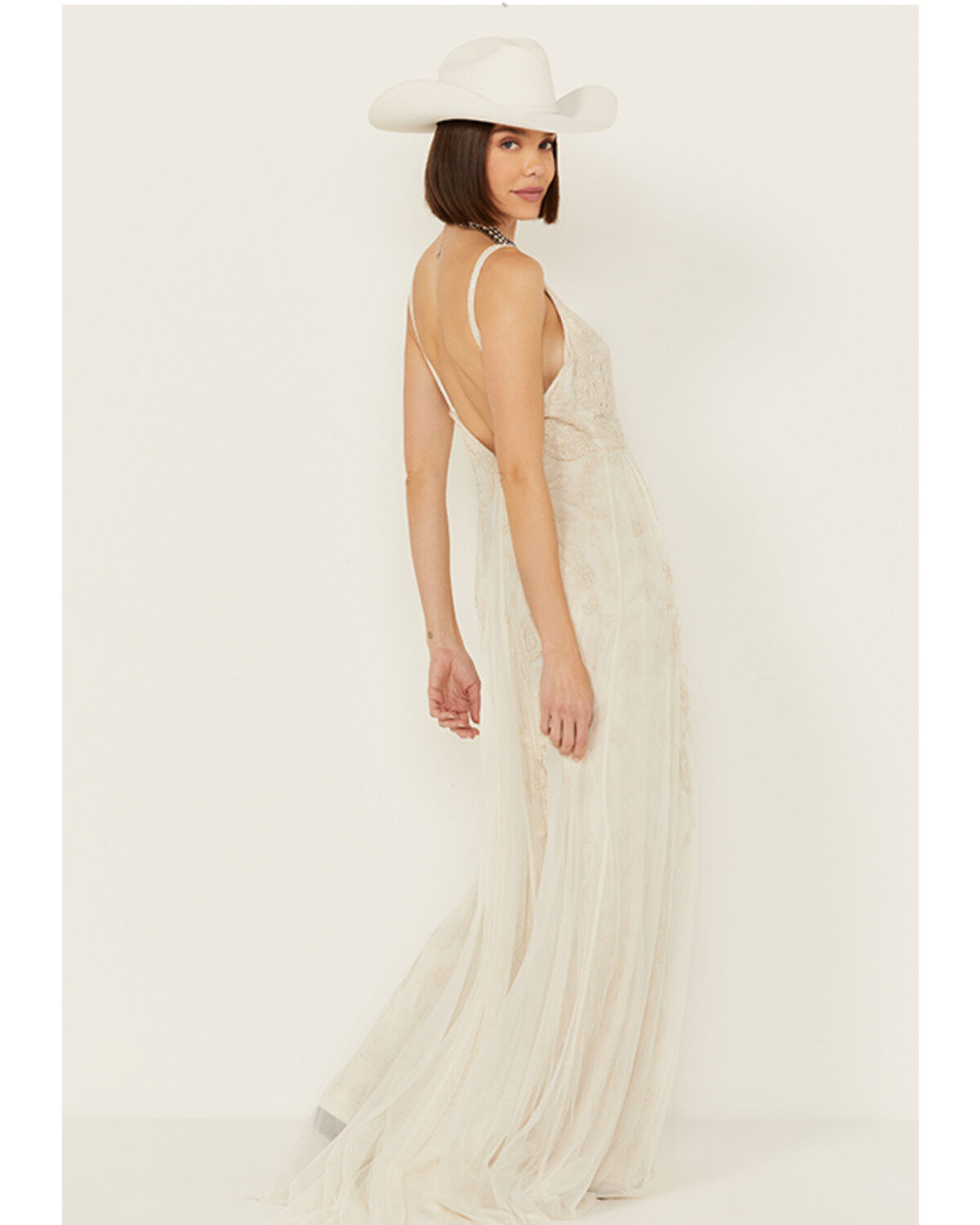 Image #4 - Wonderwest Women's Birch Beaded Mesh Bridal Dress, Cream, hi-res