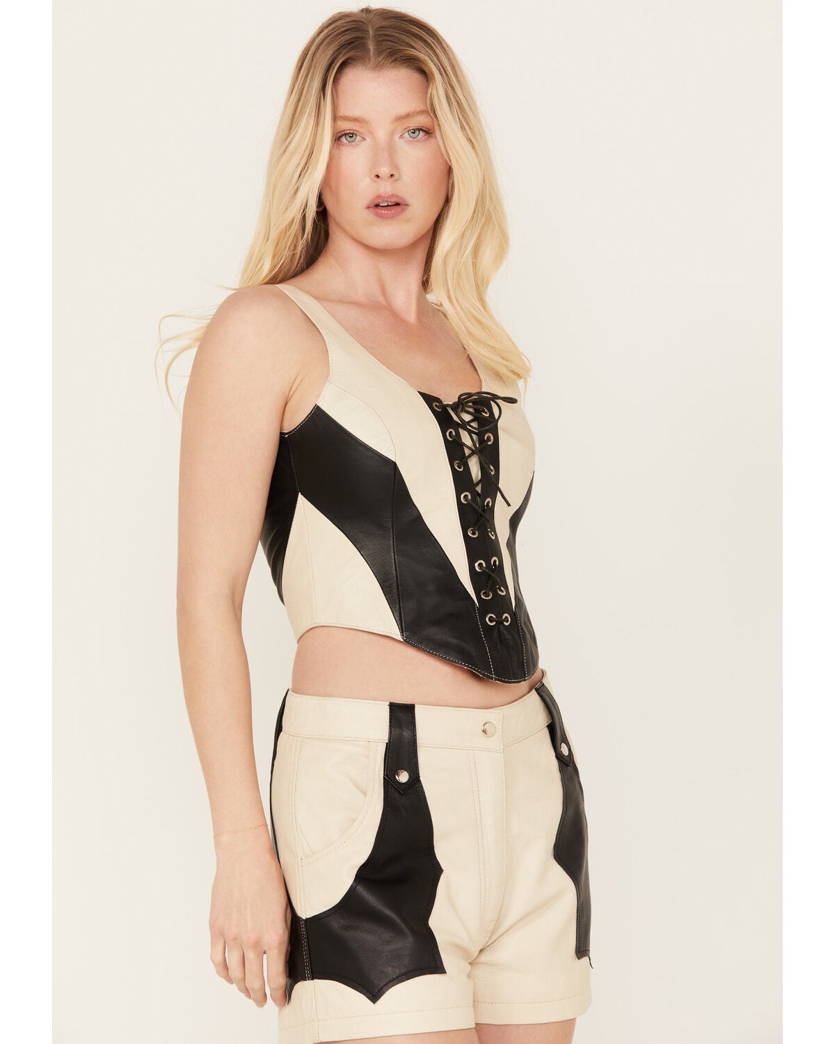 Image #2 - Boot Barn x Understated Leather Women's Moonlit Moves Bustier, Cream/black, hi-res
