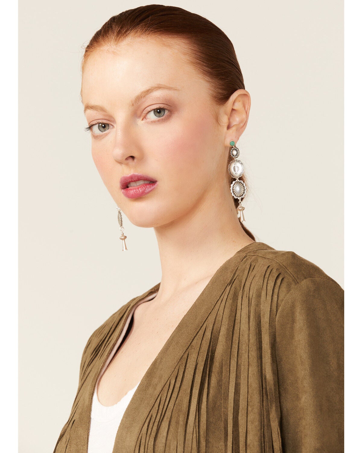 Paige Wallace Women's Turquoise Studded Concho Earrings, Silver, hi-res