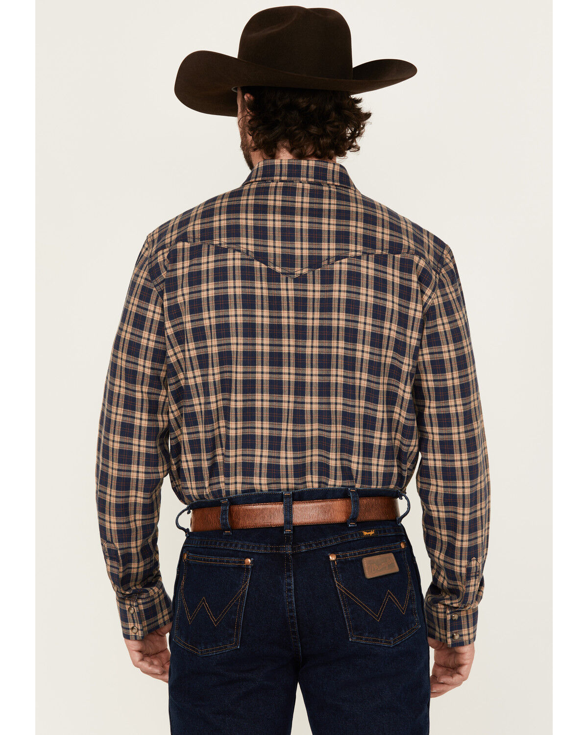 Image #4 - Blue Ranchwear Men's Burrow Plaid Print Long Sleeve Snap Western Shirt, Indigo, hi-res