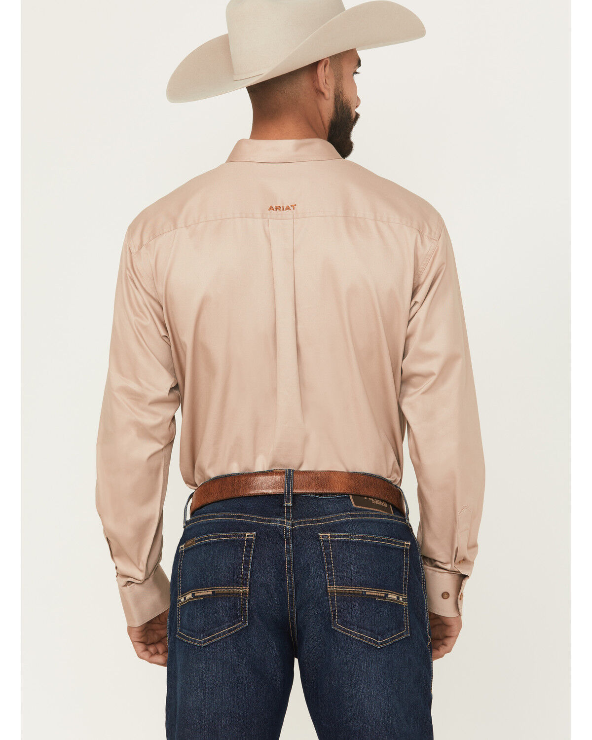 Image #4 - Ariat Men's Solid Khaki Twill Long Sleeve Western Shirt - Big & Tall, Khaki, hi-res