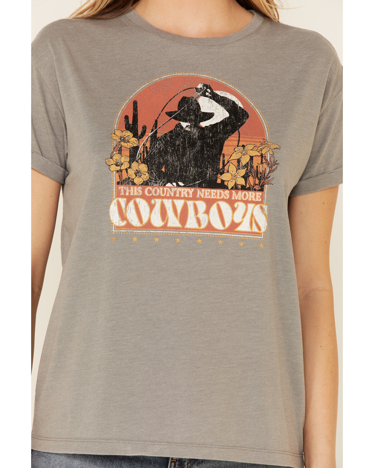 Image #3 - White Crow Women's This Country Needs More Cowboys Graphic Short Sleeve Tee, Charcoal, hi-res