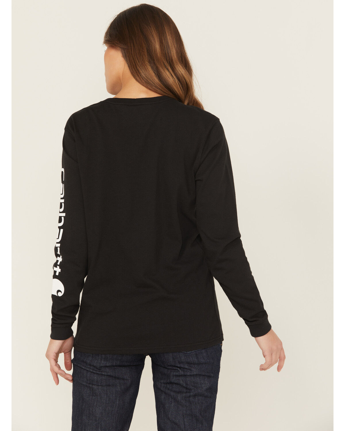 Image #4 - Carhartt Women's Loose Fit Heavyweight Long Sleeve Logo Graphic Work Tee, Black, hi-res