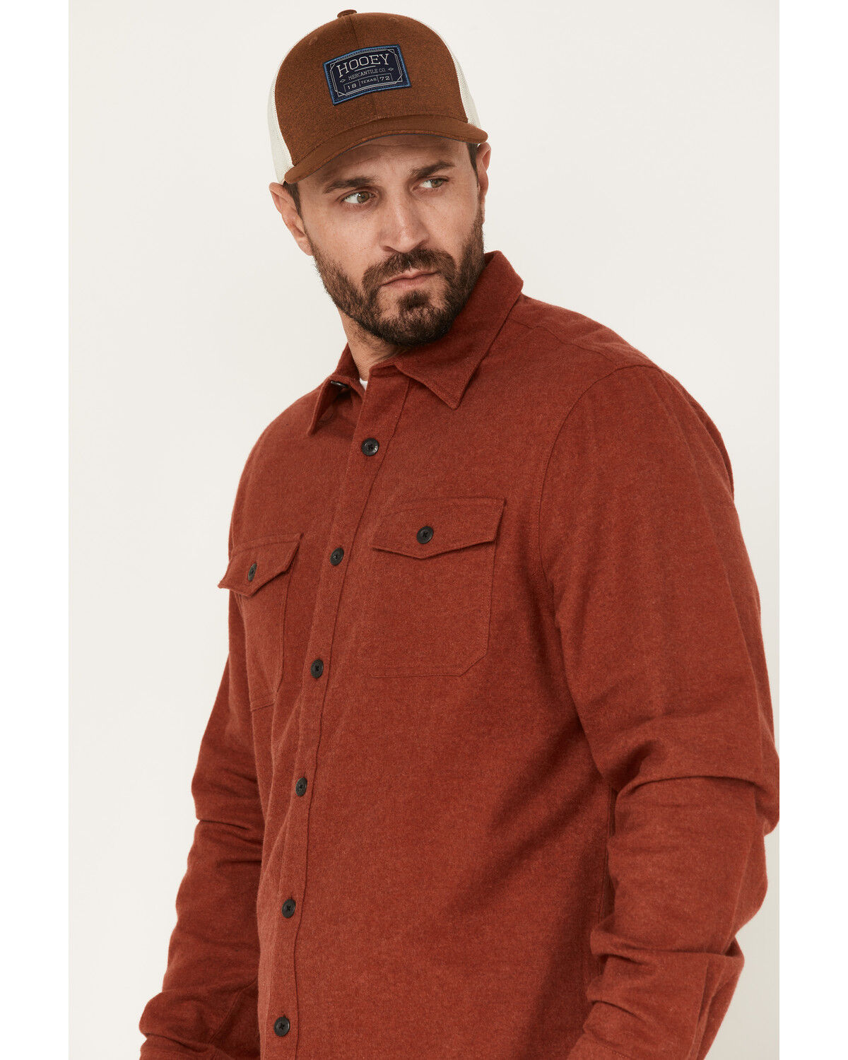 Image #2 - Dakota Grizzly Men's Chamois Button Down Long Sleeve Shirt, Rust Copper, hi-res