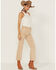 Image #1 - Sneak Peek Women's Natural High Rise Raw Hem Crop Jeans, Natural, hi-res