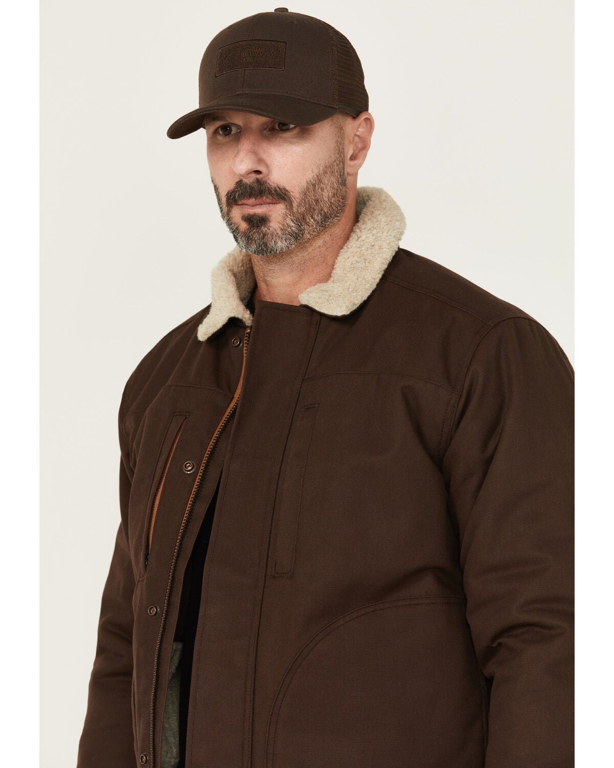 Image #2 - Hawx Men's FR Sherpa Lined Work Jacket, Brown, hi-res