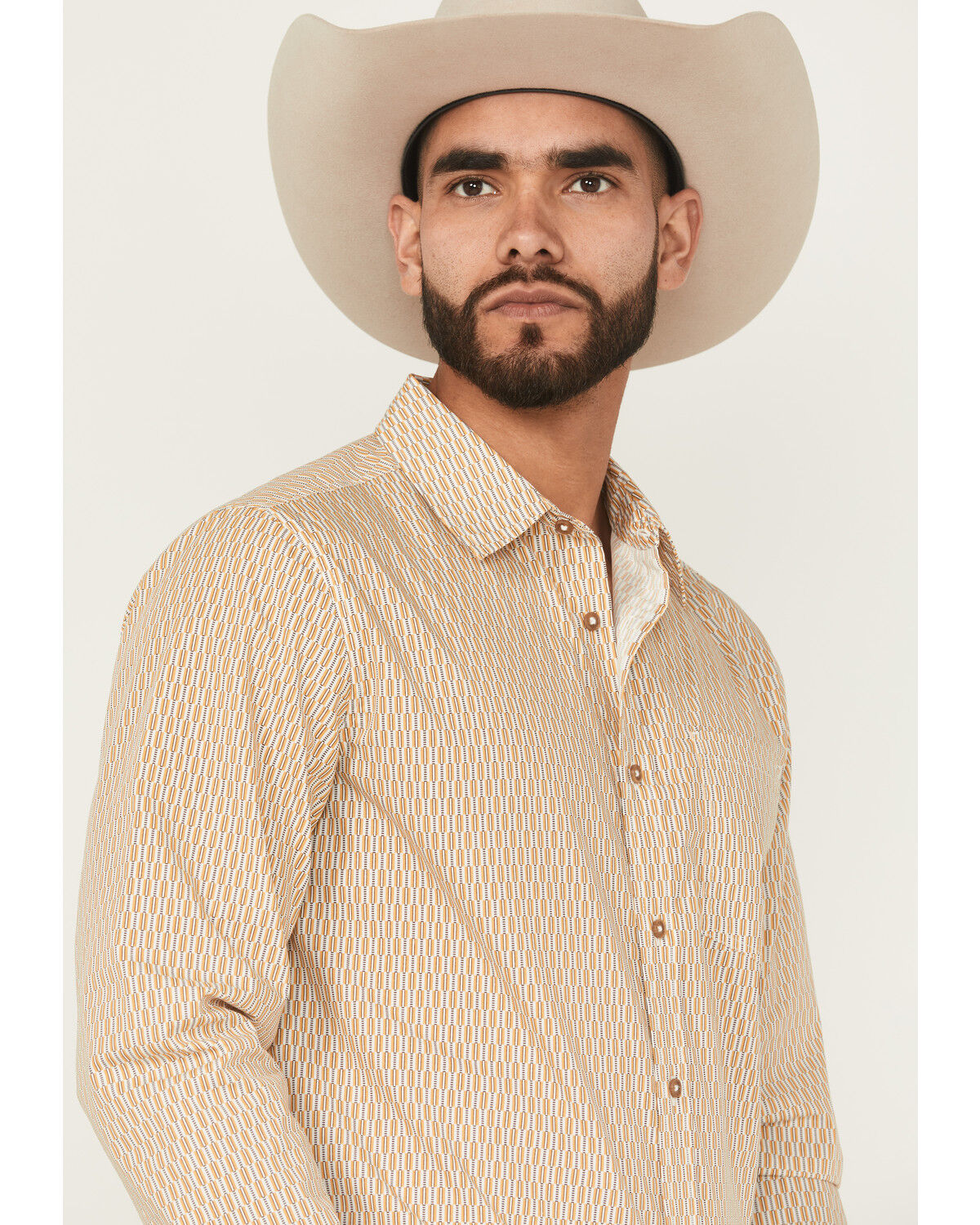 Image #2 - Gibson Trading Co Men's Lampshade Geo Print Long Sleeve Button-Down Stretch Western Shirt - Big, Gold, hi-res