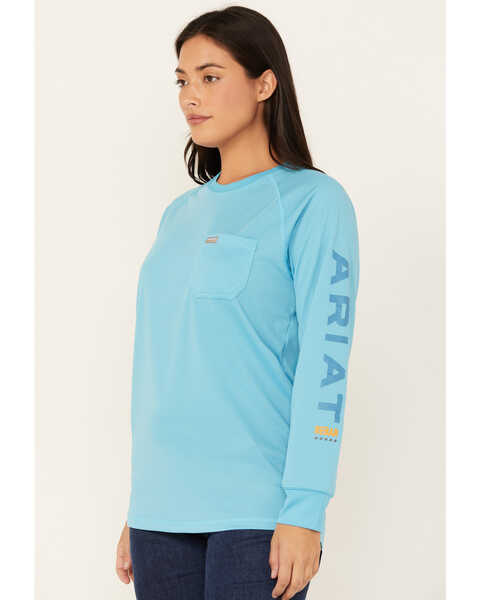 Ariat Women's Rebar Heat Fighter Long Sleeve Work Shirt , Blue, hi-res