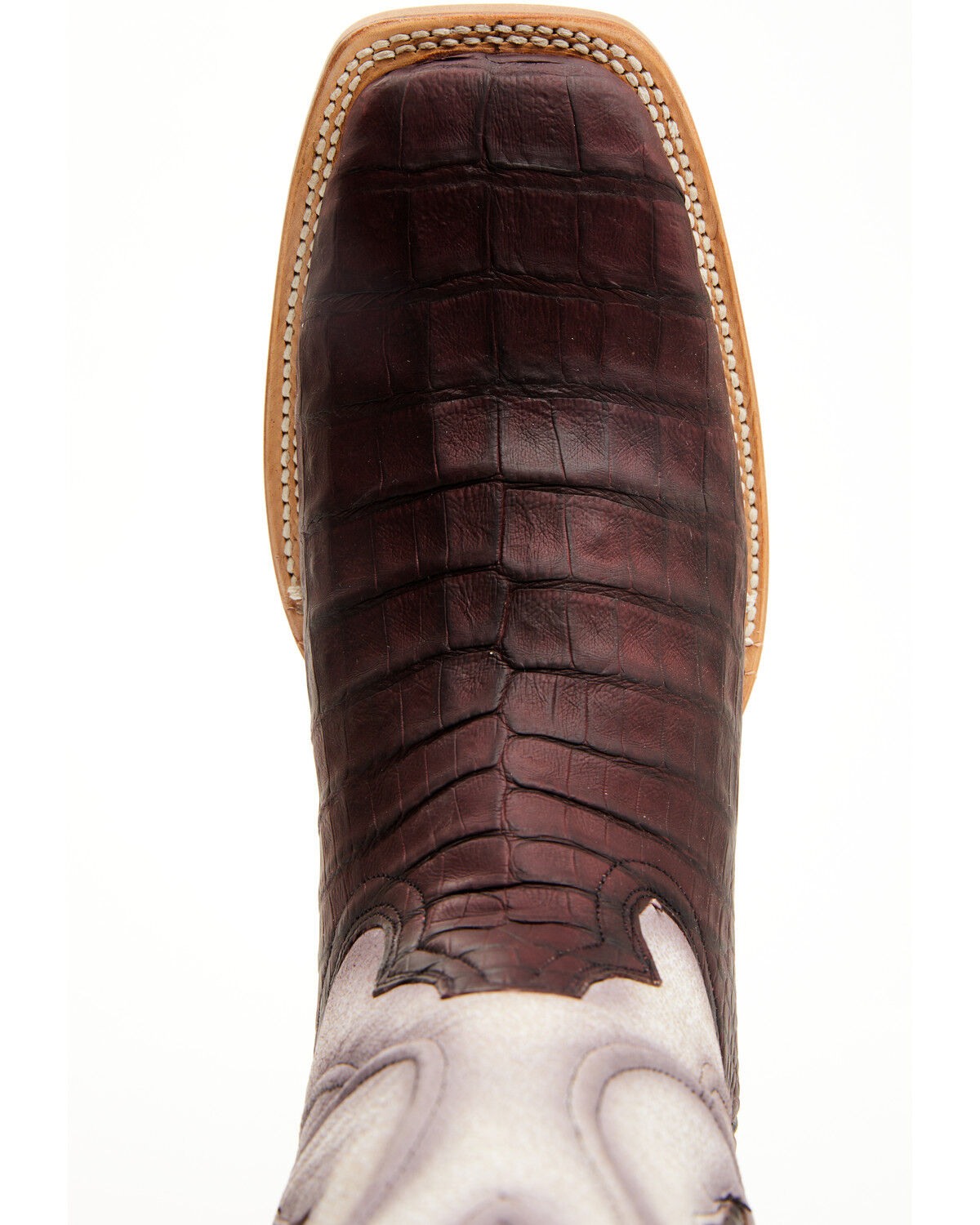 Image #6 - Tanner Mark Men's Exotic Caiman Western Boots - Broad Square Toe, Wine, hi-res