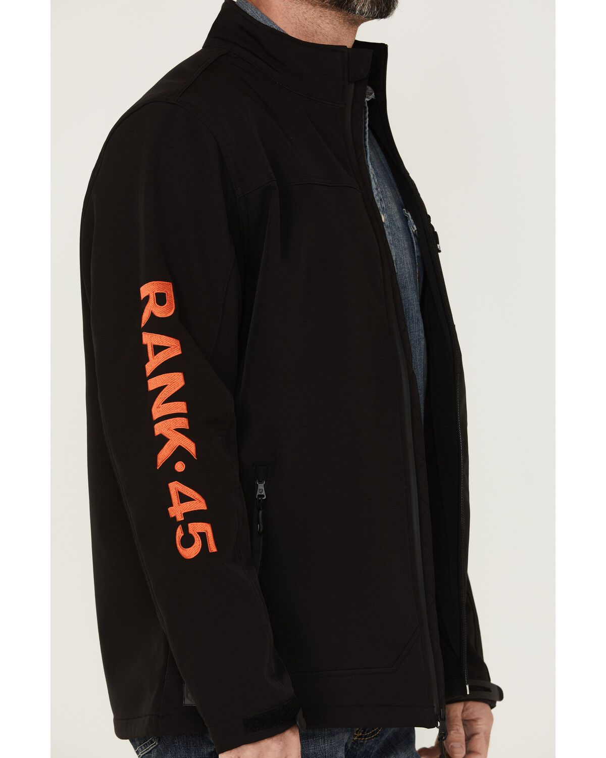 Image #3 - RANK 45® Men's Rodeo Logo Sleeve Zip-Front Softshell Jacket, , hi-res