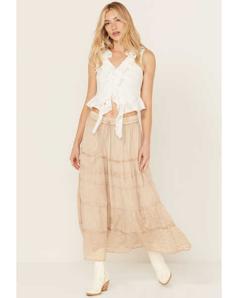 Gunit Women's Tiered Midi Skirt , Ivory, hi-res