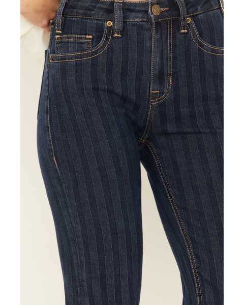 Image #2 - Rock & Roll Denim Women's Dark Wash Stripe Print High Rise Stretch Bootcut Jeans, Blue, hi-res