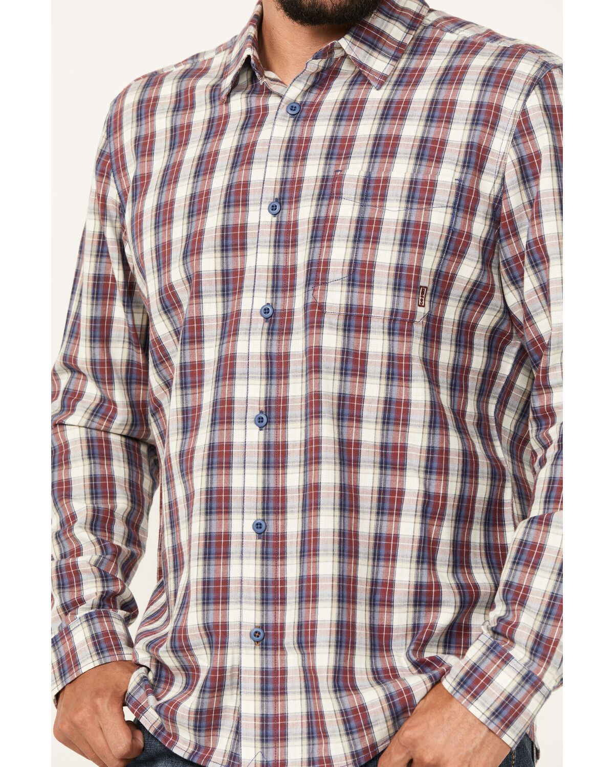 Image #3 - Brothers and Sons Men's Dawson Plaid Print Long Sleeve Button Down Western Shirt, Burgundy, hi-res