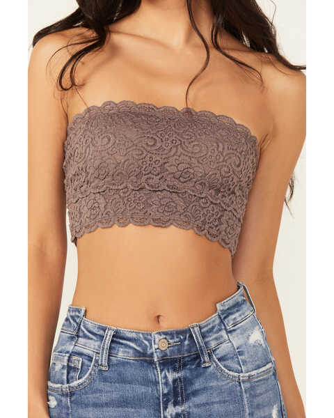 Image #3 - Wishlist Women's Lace Tube Top , Brown, hi-res