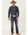 Image #2 - Cody James Men's Washed Out Chambray Southwestern Print Long Sleeve Snap Western Shirt - Big & Tall , Navy, hi-res