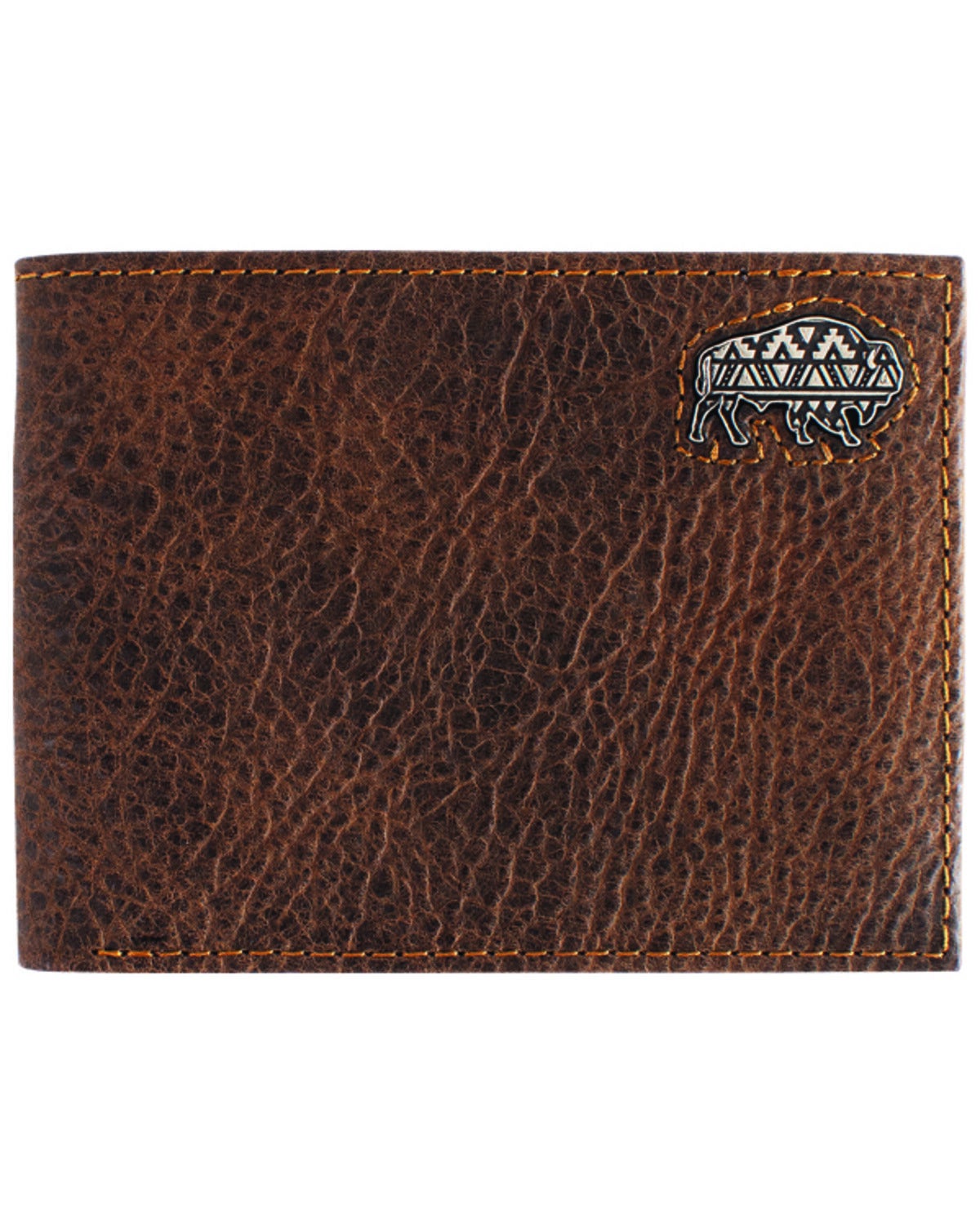 Image #1 - Red Dirt Hat Men's Bifold Bison Concho Leather Wallet, Brown, hi-res