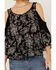 Image #3 - Wild Moss Women's Paisley Print Crochet Cold Shoulder Top, Black, hi-res