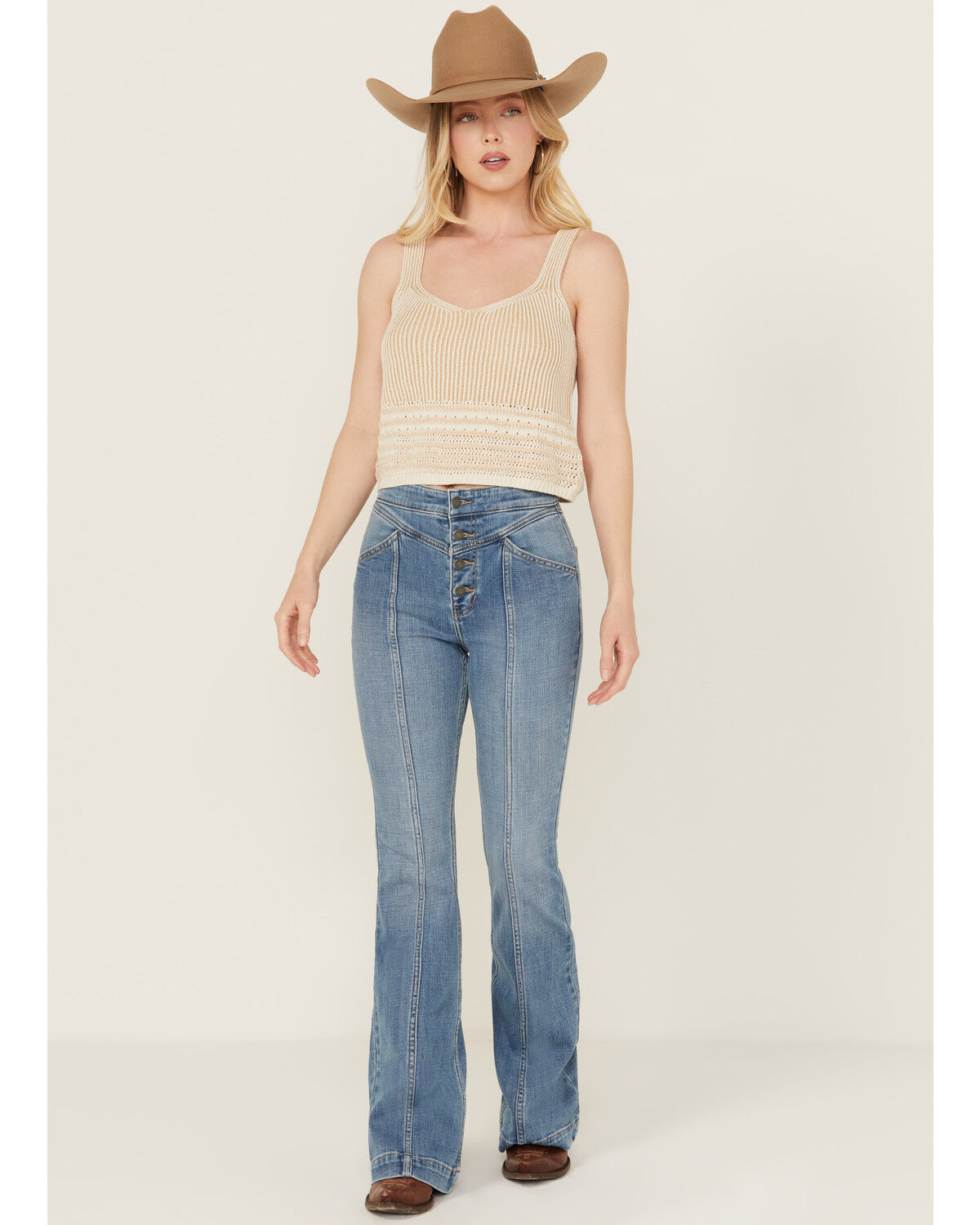 Image #2 - Idyllwind Women's Medium Wash Outlaw High Rise Super Flare Stretch Denim Jeans, Medium Wash, hi-res