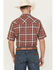 Image #4 - Wrangler Retro Men's Plaid Print Short Sleeve Snap Western Shirt - Tall, Burgundy, hi-res