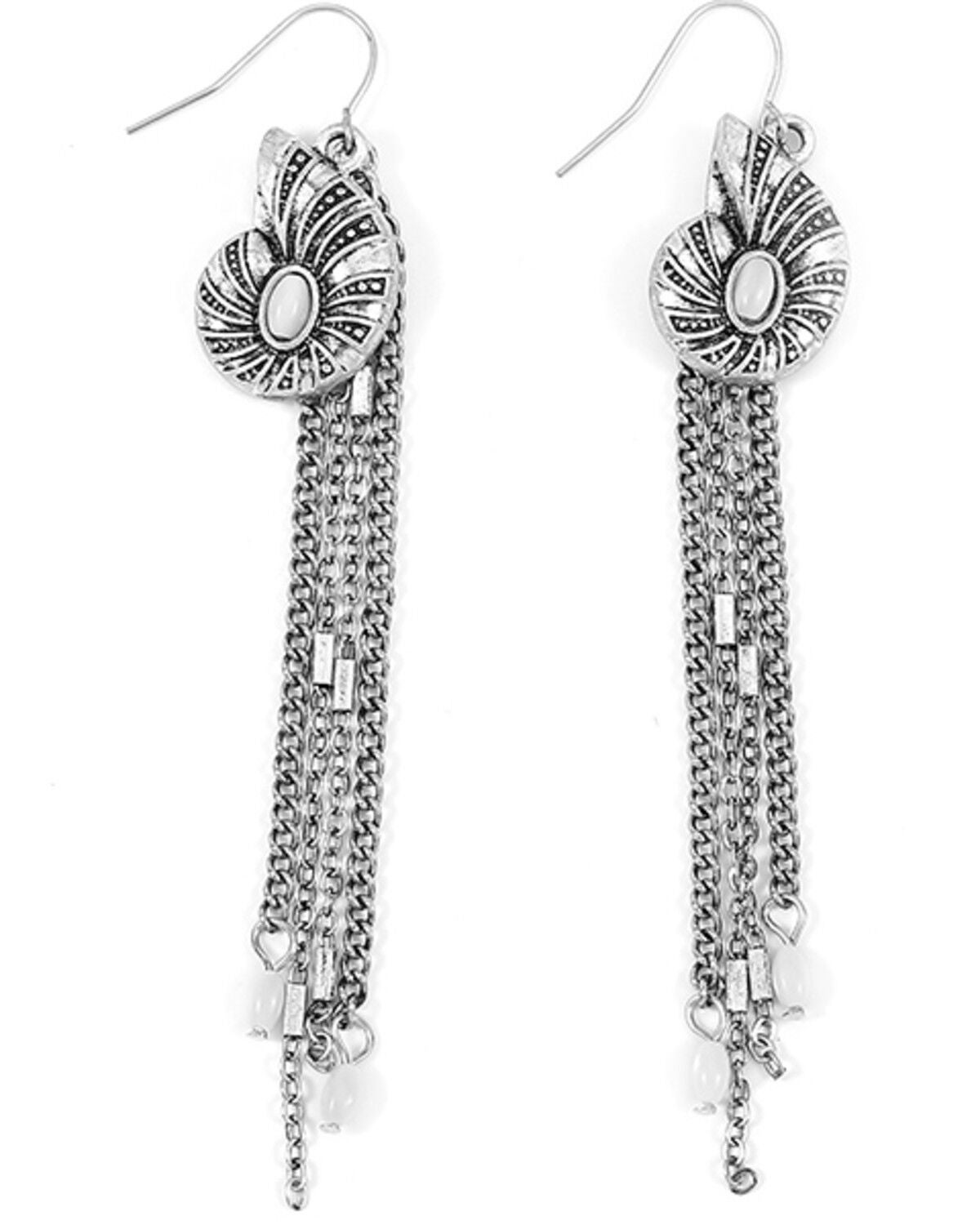 Image #1 - Cowgirl Confetti Women's Kiss The Girl Fringe Earrings, Silver, hi-res