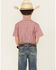 Image #4 - Ely Walker Boys' Striped Short Sleeve Snap Western Shirt, Red, hi-res
