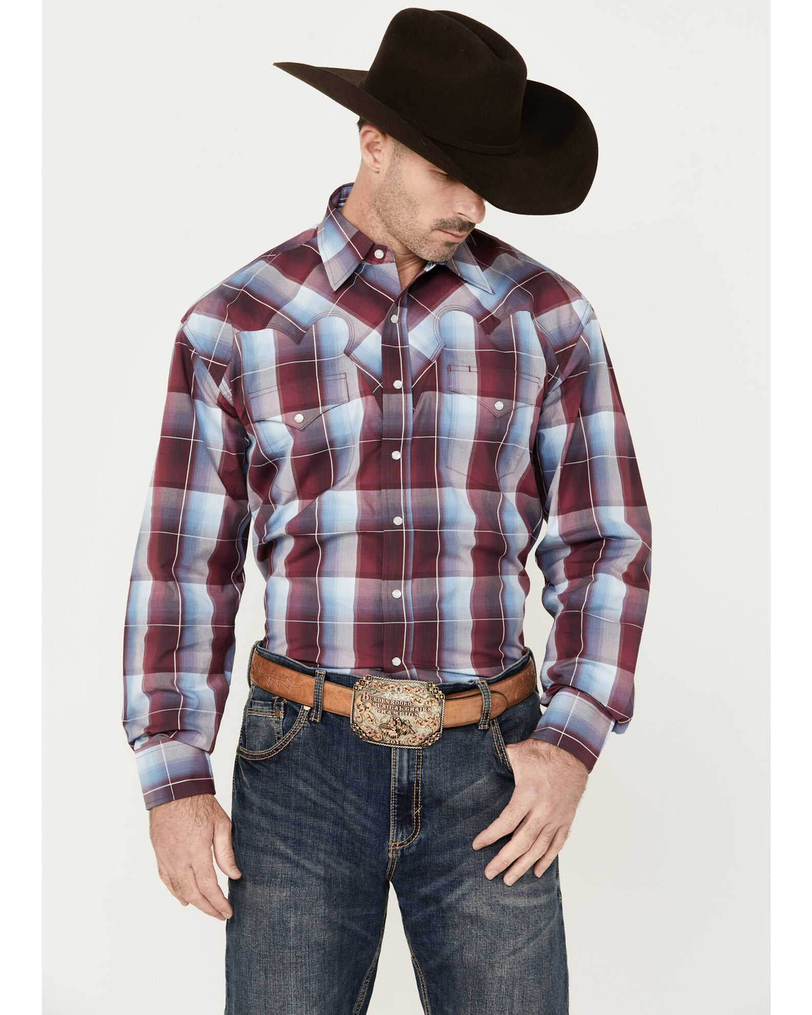 Stetson Men s Plaid Print Long Sleeve Pearl Snap Western Shirt Country Outfitter