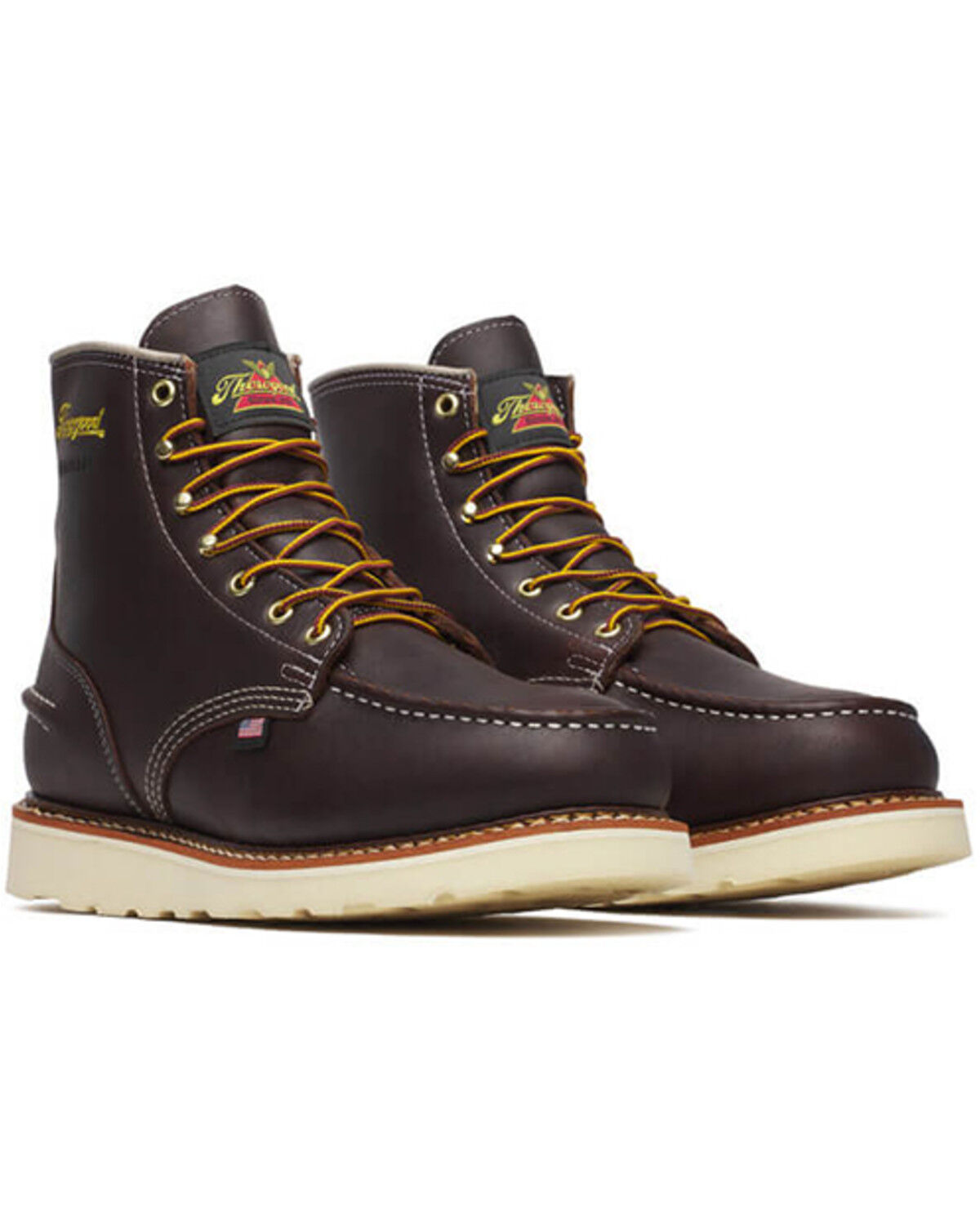 Image #1 - Thorogood Men's 6" Briar Pitstop Waterproof Work Boots - Moc Toe, Brown, hi-res