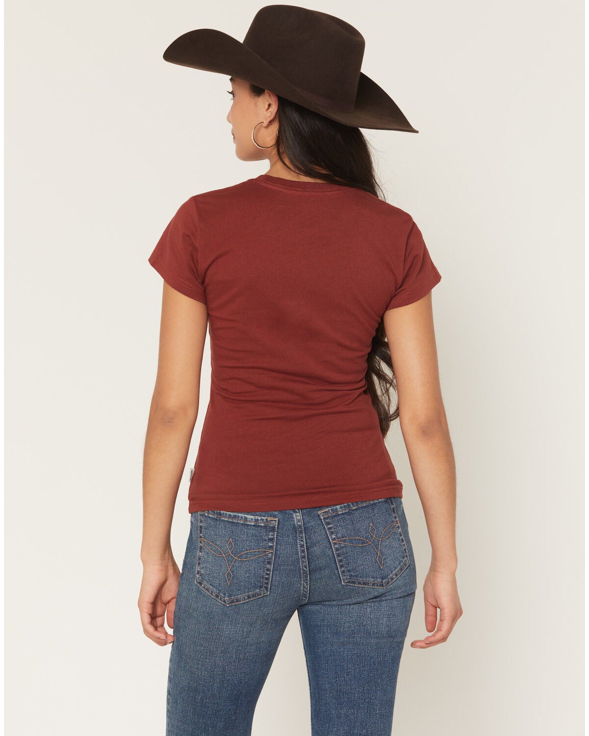 Image #4 - Wrangler Women's Saddle Up Short Sleeve Embroidered Tee, Rust Copper, hi-res